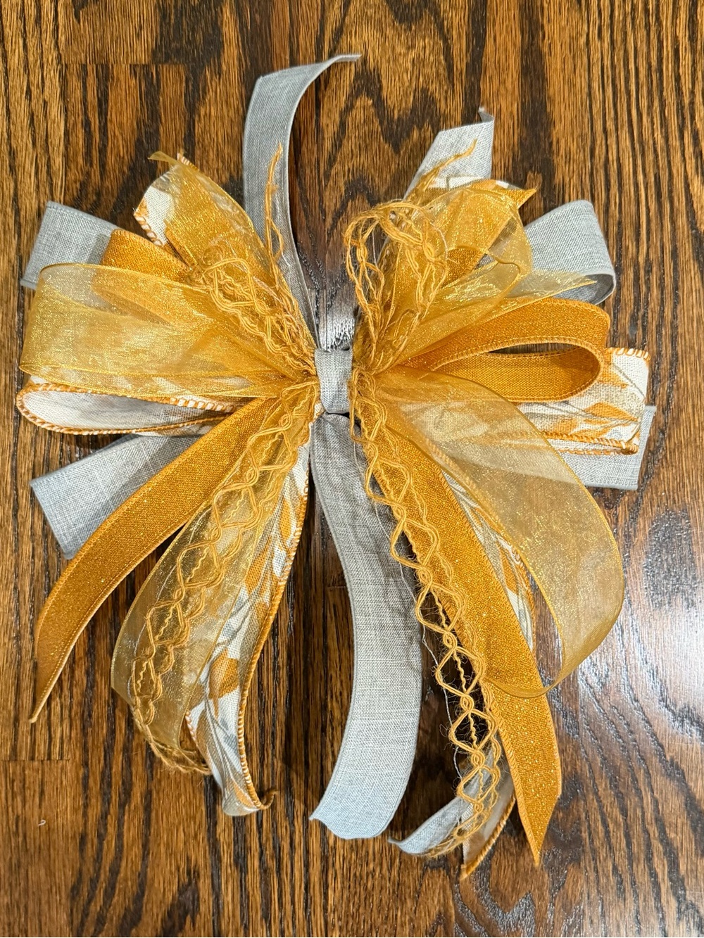 Gold and Silver Decorative Bow Wreath Accent